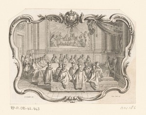 Vignet met een vergadering van ridders van de Saint-Esprit