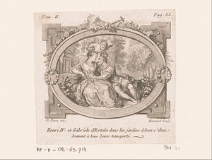 Vignet met Hendrik IV en Gabrielle d'Estrées