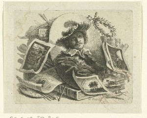 Vignet met portret van Rembrandt