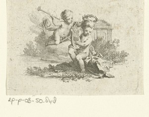 Vignet met twee putti