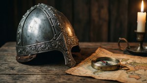 Viking Helmet and Map