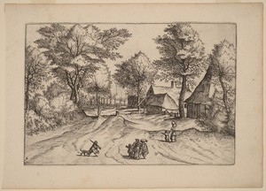 Village Road with Farm and Sheds