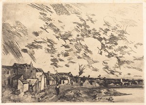 Village sur le bord d'une Riviere