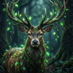 Vine-Wrapped Mystical Stag