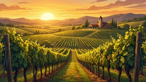 Vineyard Sunset Landscape