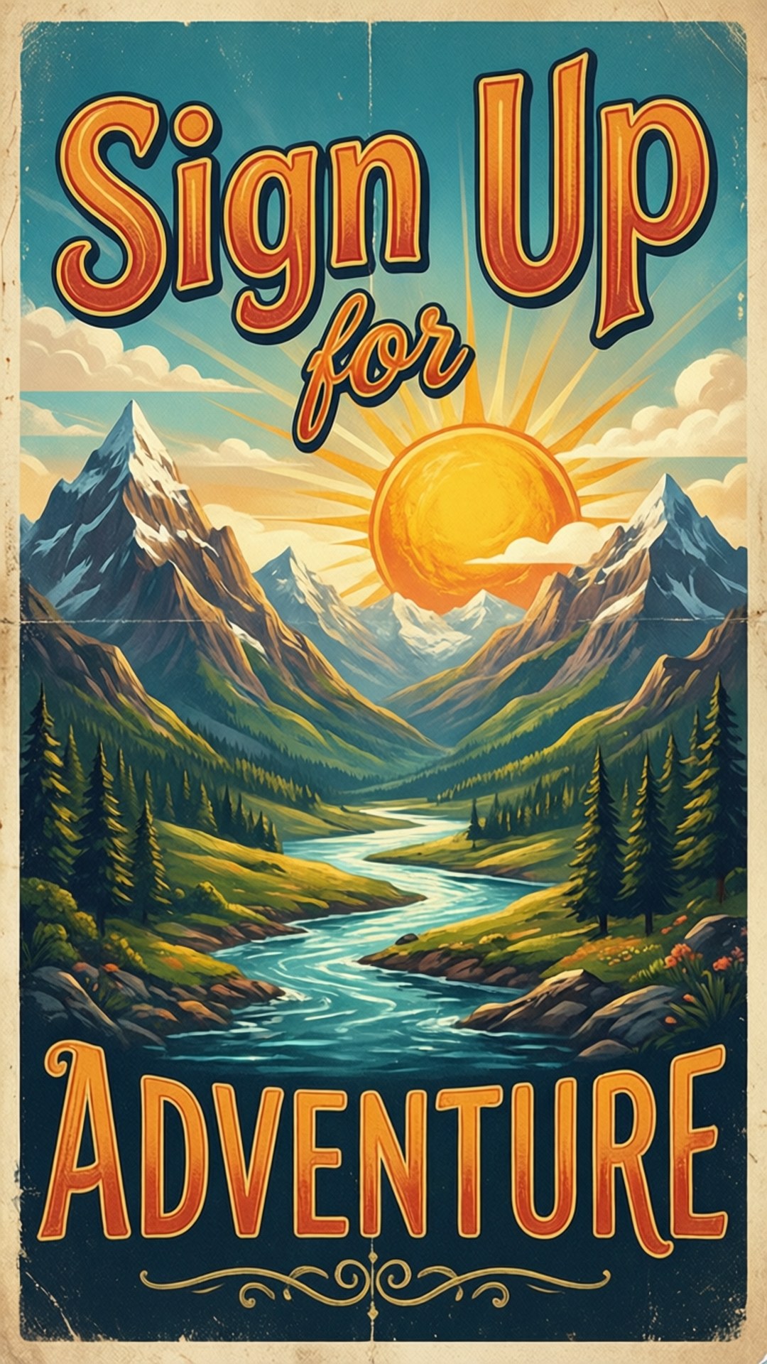 Vintage Adventure Sign Up by Wallpapers.art Studio