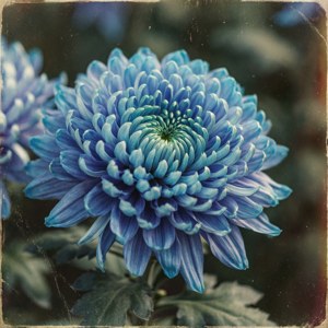 Vintage Blue Chrysanthemums