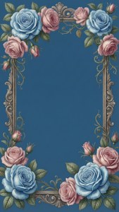 Vintage Blue Rose Frame