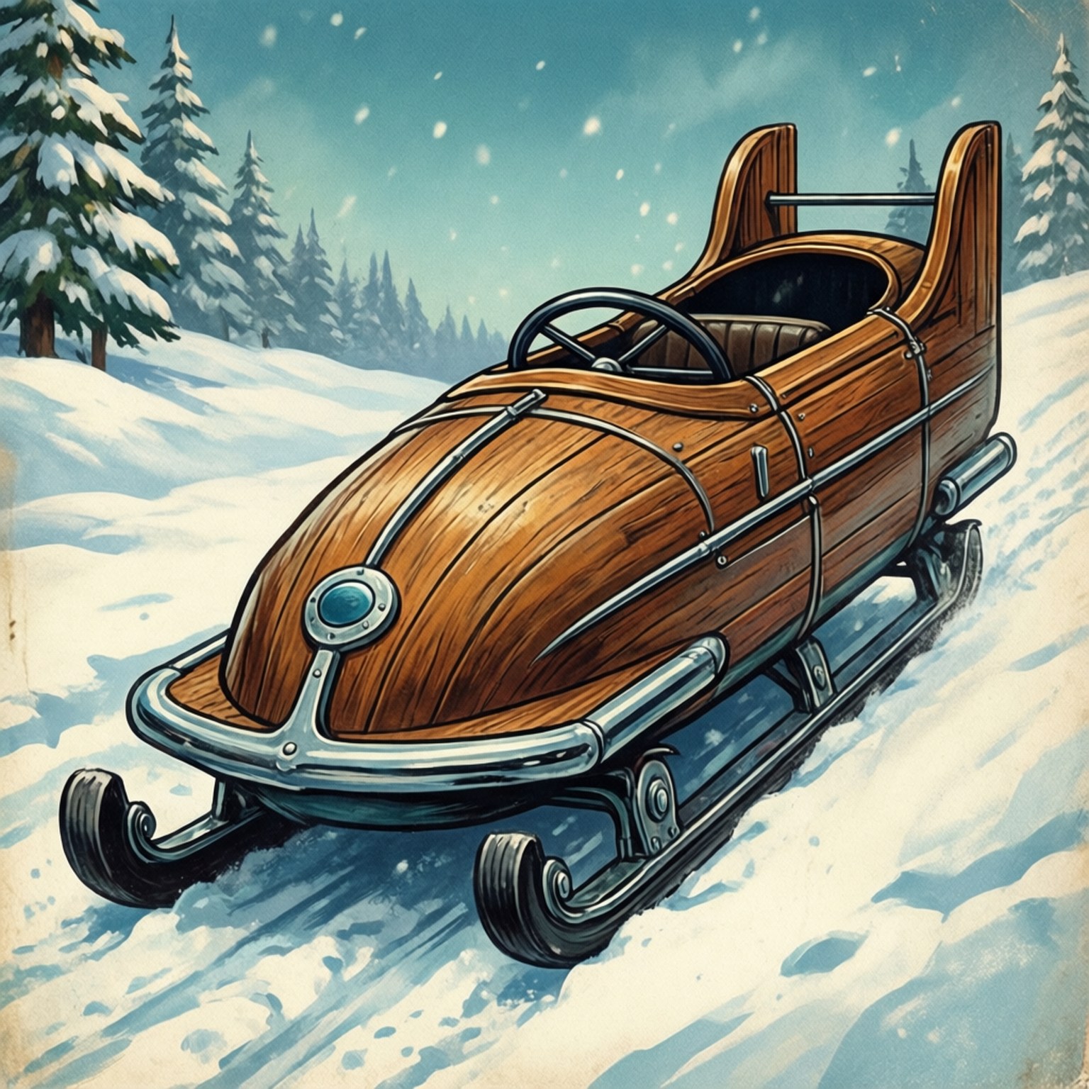 Vintage Bobsled by Wallpapers.art Studio