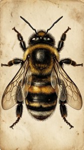 Vintage Botanical Bumble Bee