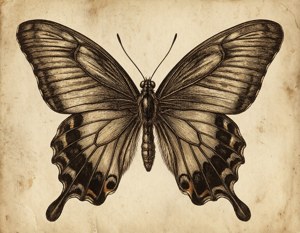 Vintage Botanical Butterfly
