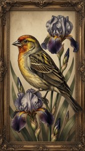 Vintage Botanical Canary