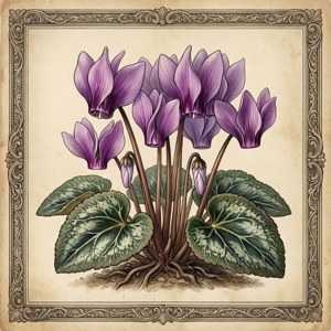 Vintage Botanical Cyclamen