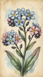 Vintage Botanical Forget-Me-Nots