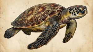 Vintage Botanical Turtle