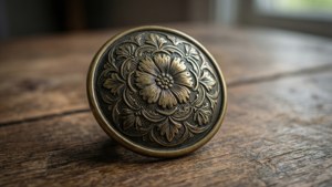 Vintage Brass Floral Button