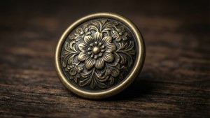 Vintage Brass Floral Button