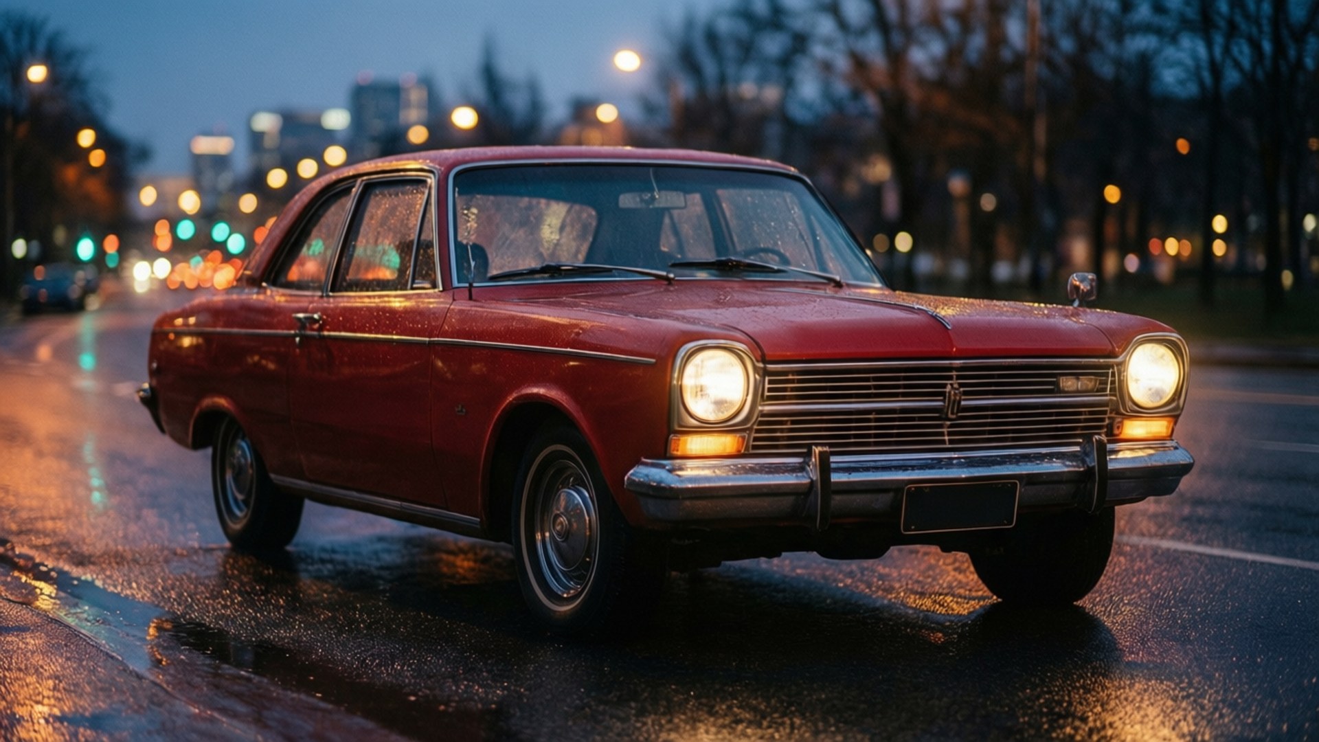 Vintage Car at Dusk by Wallpapers.art Studio