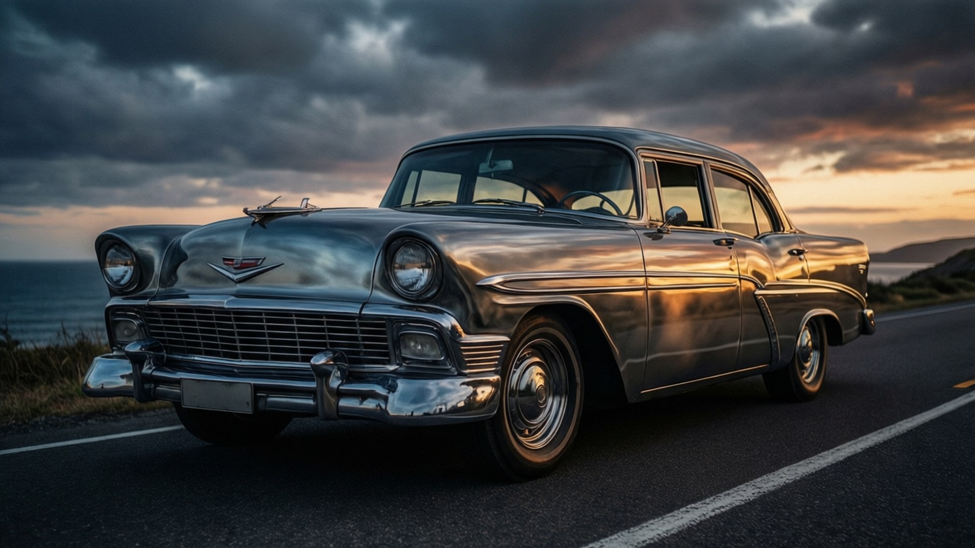 Vintage Car Dusk by Wallpapers.art Studio