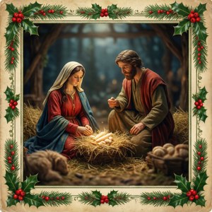 Vintage Card Nativity
