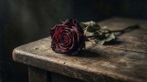Vintage Dead Rose on Wood