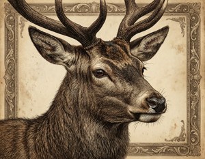 Vintage Engraved Stag