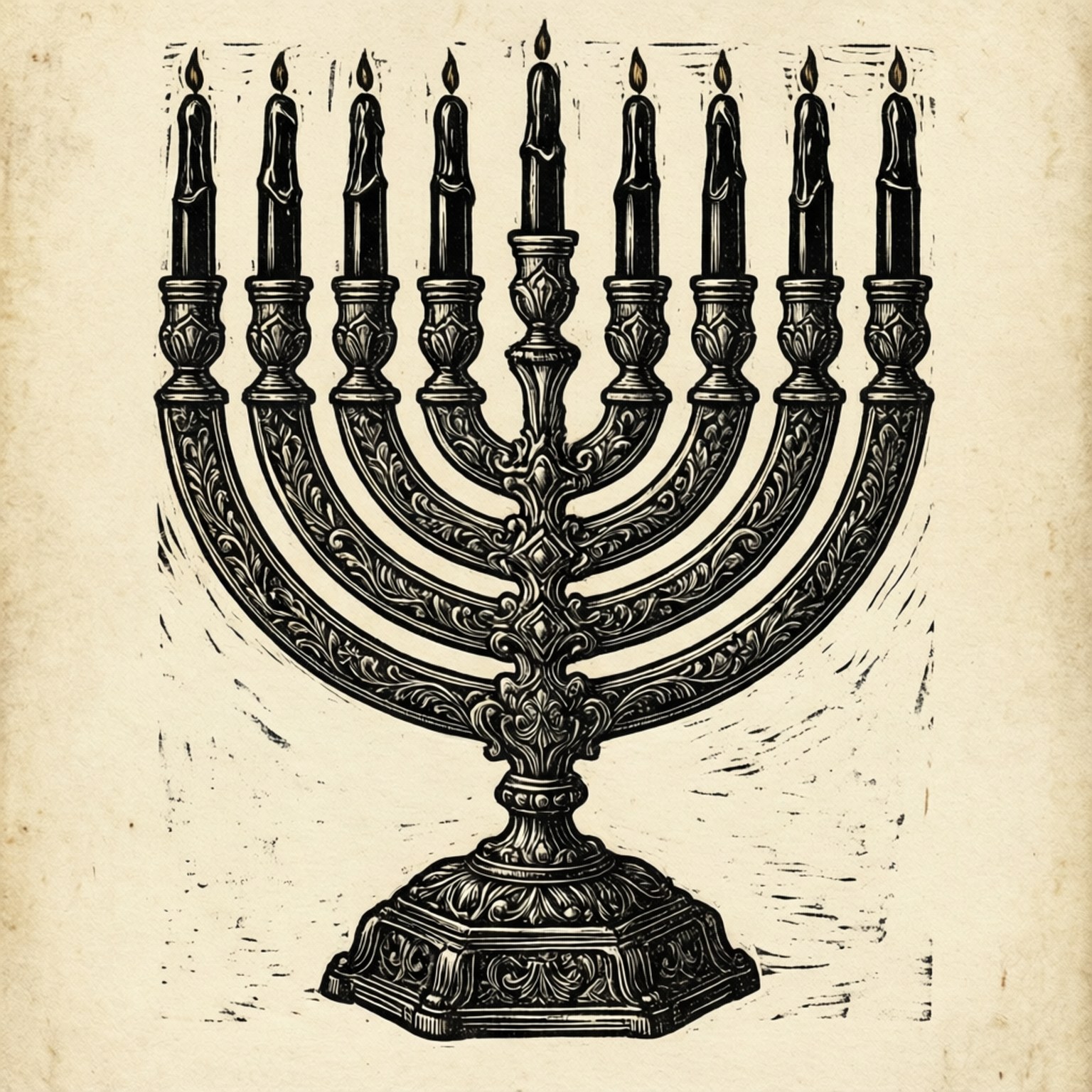 Vintage Engraving Menorah by Wallpapers.art Studio