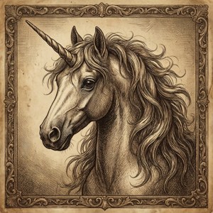 Vintage Etching Unicorn