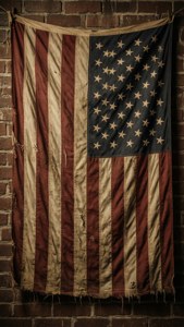 Vintage Flag on Brick