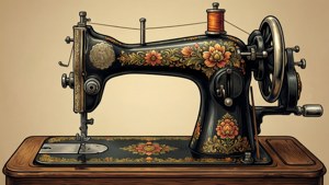 Vintage Floral Sewing Machine