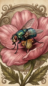 Vintage Fly on Flower