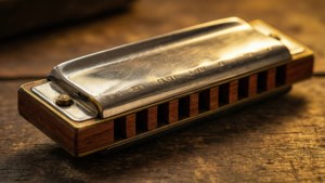 Vintage Harmonica Close-up