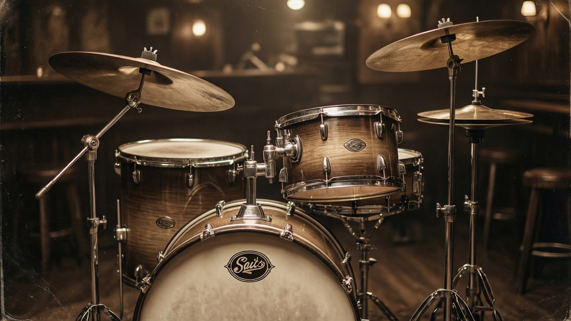 Vintage Jazz Drums by Wallpapers.art Studio