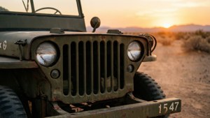 Vintage Jeep Grille Sunset