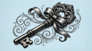 Vintage Key Line Art