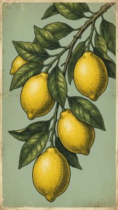 Vintage Lemon Branch Vector
