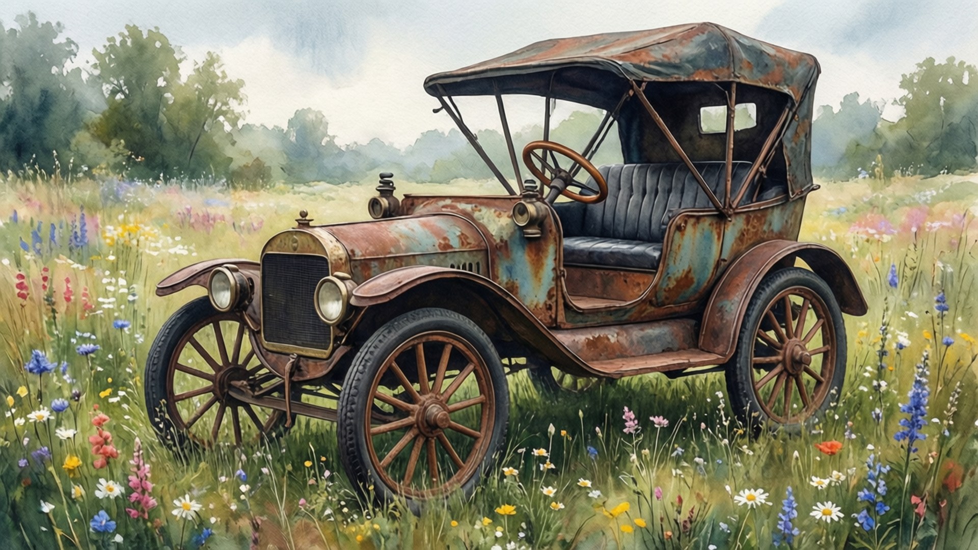 Vintage Meadow Rest by Wallpapers.art Studio