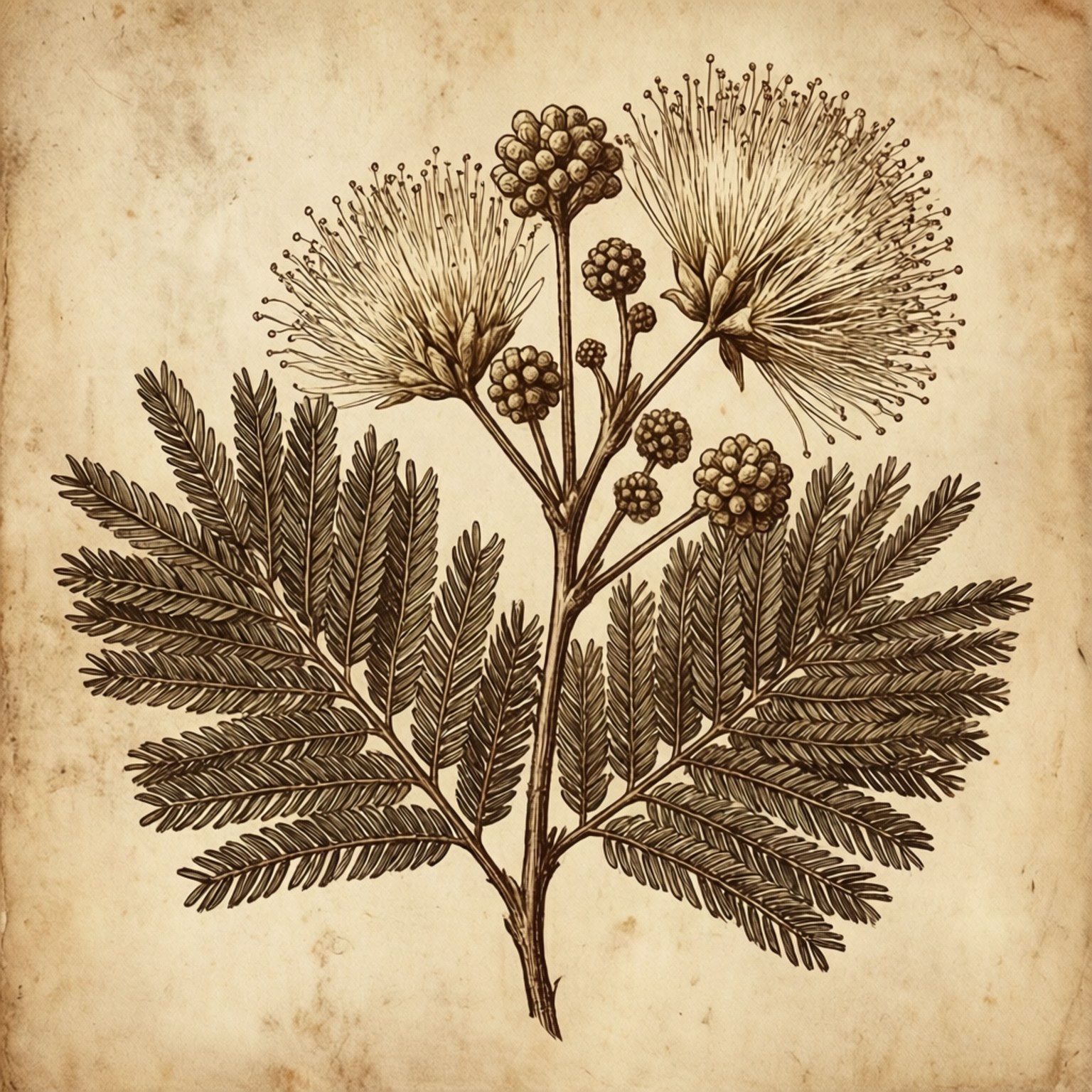 Vintage Mimosa Study by Wallpapers.art Studio