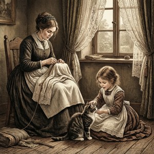 Vintage Mother Sewing