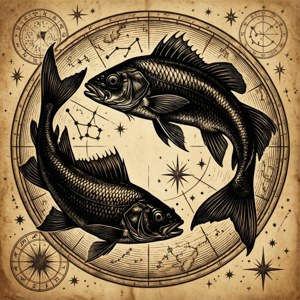 Vintage Pisces Etching