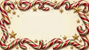 Vintage Starry Candy Cane Border