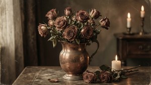 Vintage Still Life Dead Rose