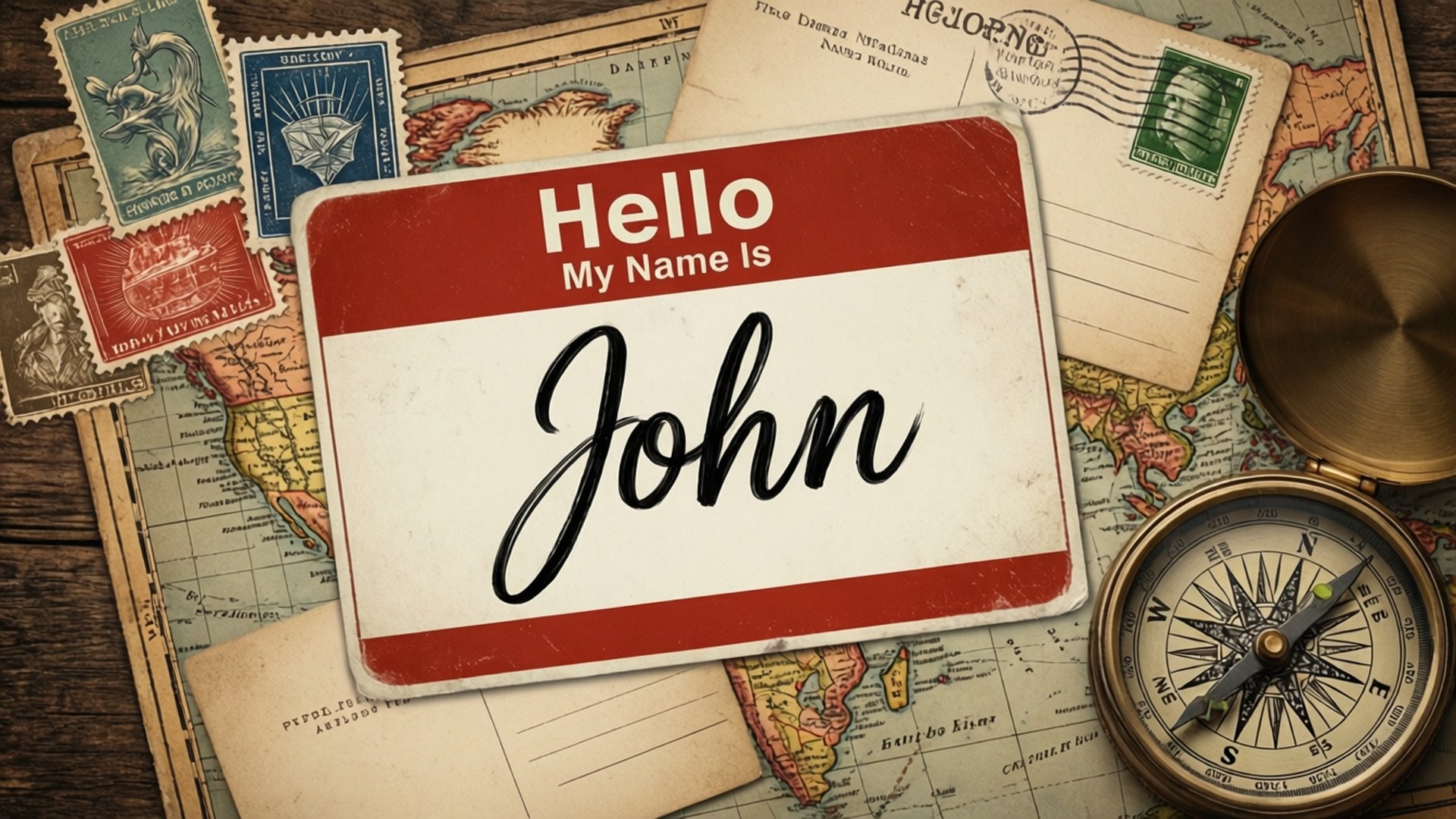 Vintage Travel Name Tag by Wallpapers.art Studio