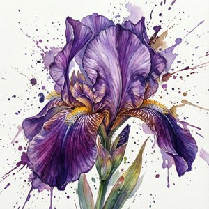 Violet Iris Watercolor