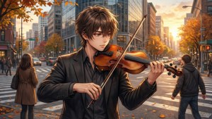 Violin at Sunset