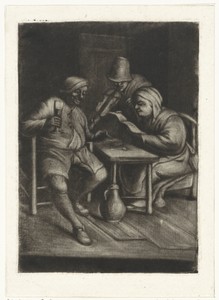 Vioolspeler bij een paar aan tafel