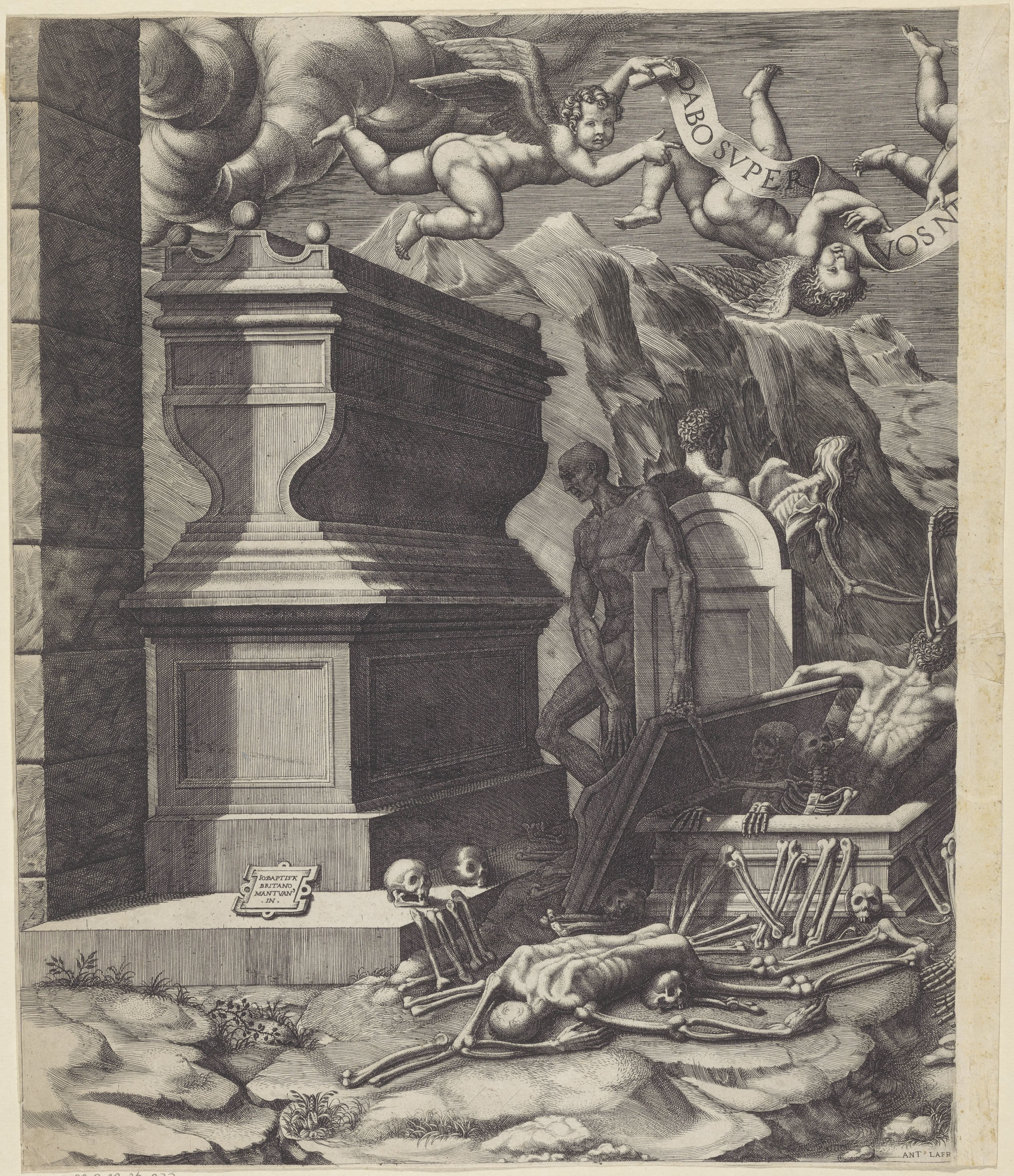 Visioen van Ezechiël over het dal van beenderen, linkerhelft by Giorgio Ghisi