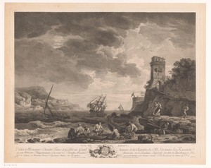 Vissers aan de kust bij Napels
