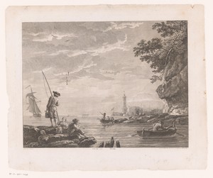 Vissers in een mediterraan kustlandschap