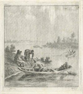 Vissers op een rivier